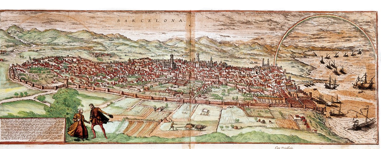 Karte von Barcelona - Spanien (Gravur) von Franz Hogenberg
