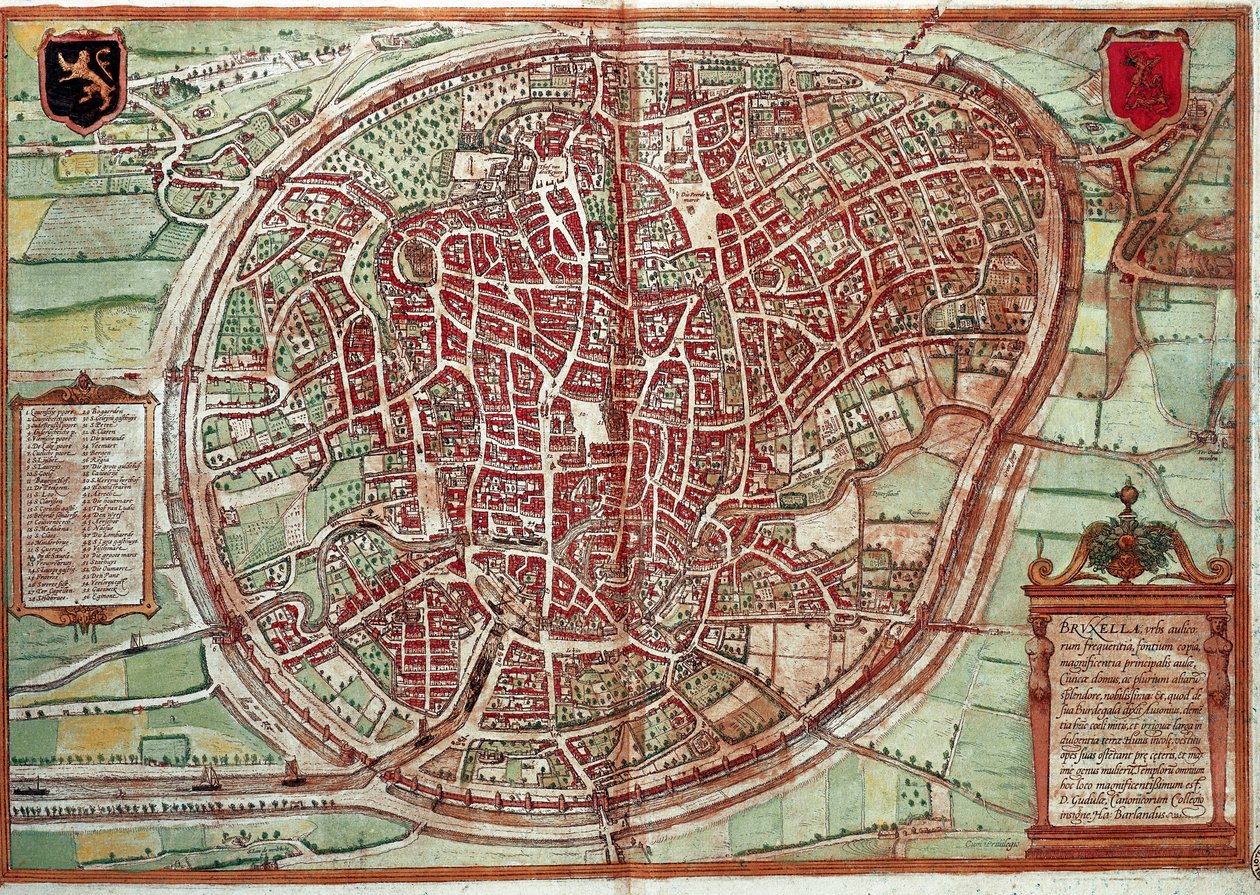 Karte von Brüssel - Belgien (Gravur) von Franz Hogenberg