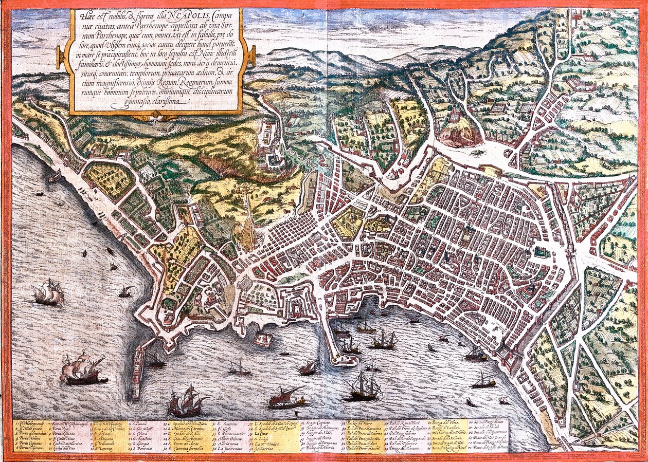 Plan von Neapel, Italien von Franz Hogenberg