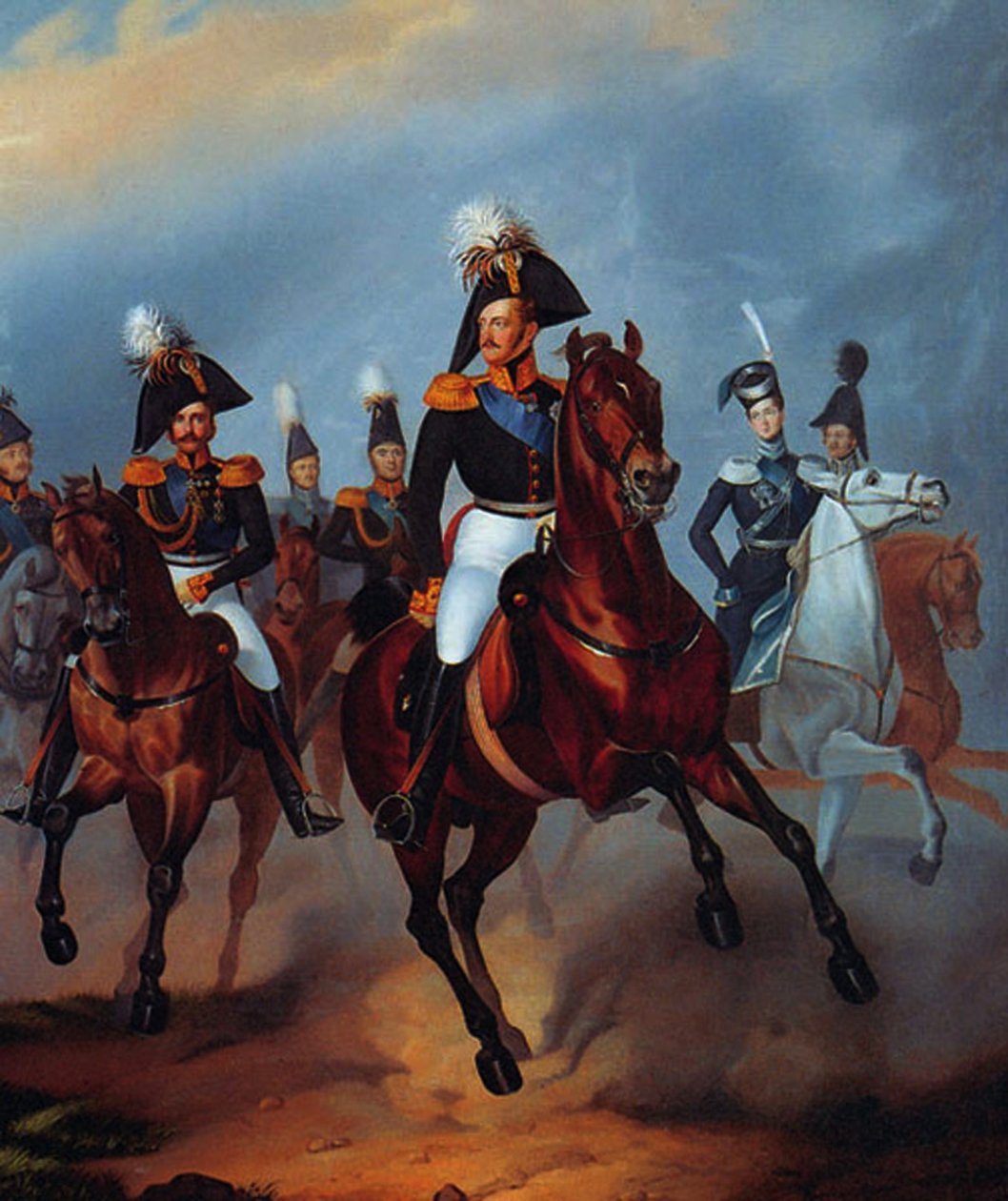 Nikolaus I. mit seinen Offizieren, 1835 von Franz Krüger