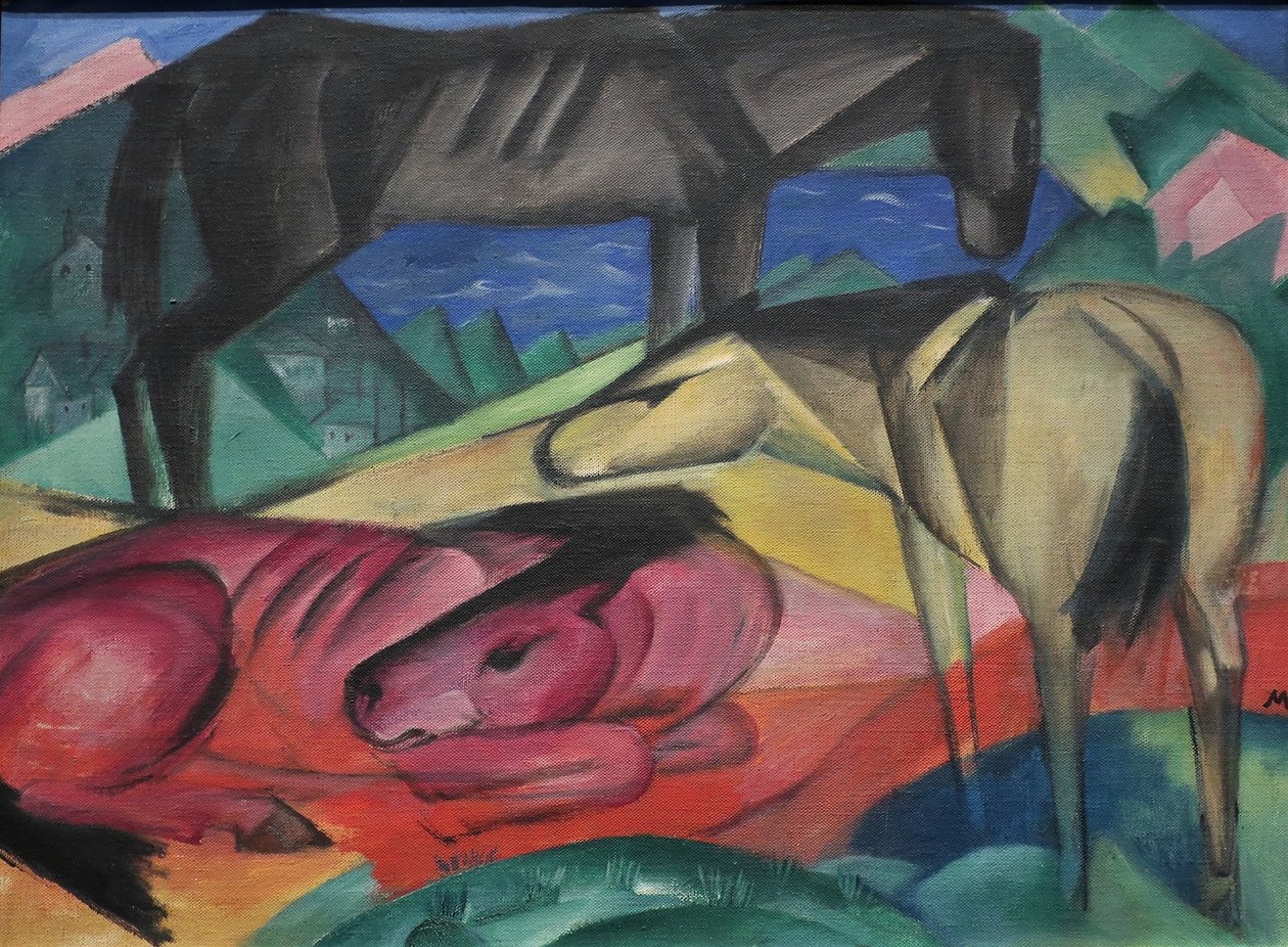 Drei Pferde II, 1913 von Franz Marc