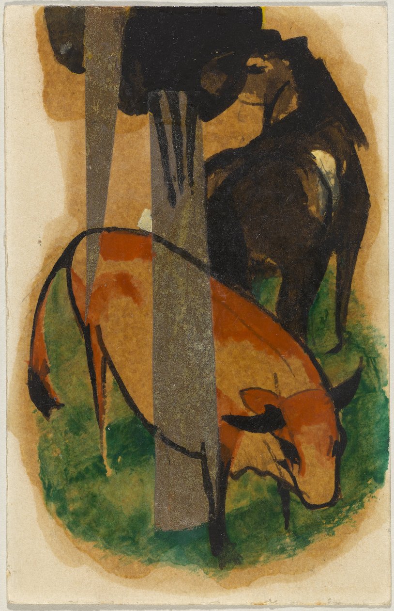 Rotes Pferd und gelbes Rind von Franz Marc