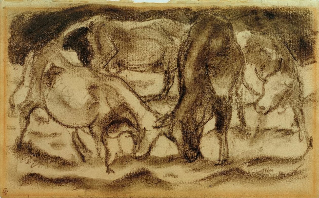Kämpfende Kühe von Franz Marc