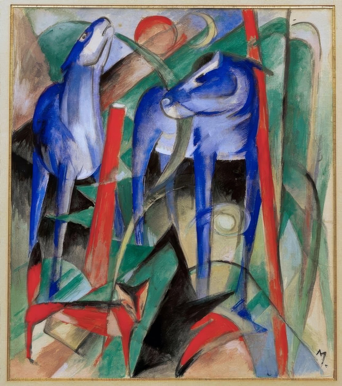 Schöpfung der Pferde (Drei Fabeltiere) von Franz Marc