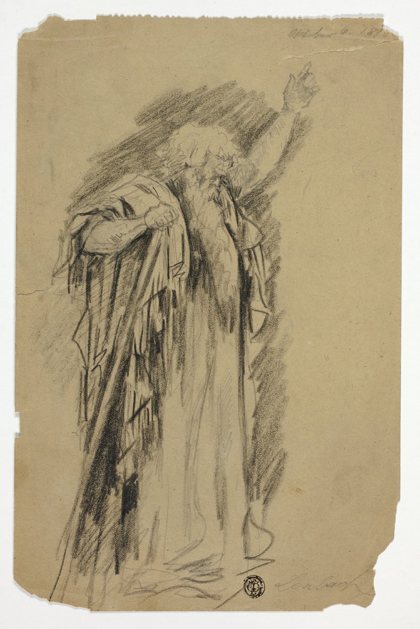 Stehender Prophet mit erhobenem Arm von Franz Seraph von Lenbach