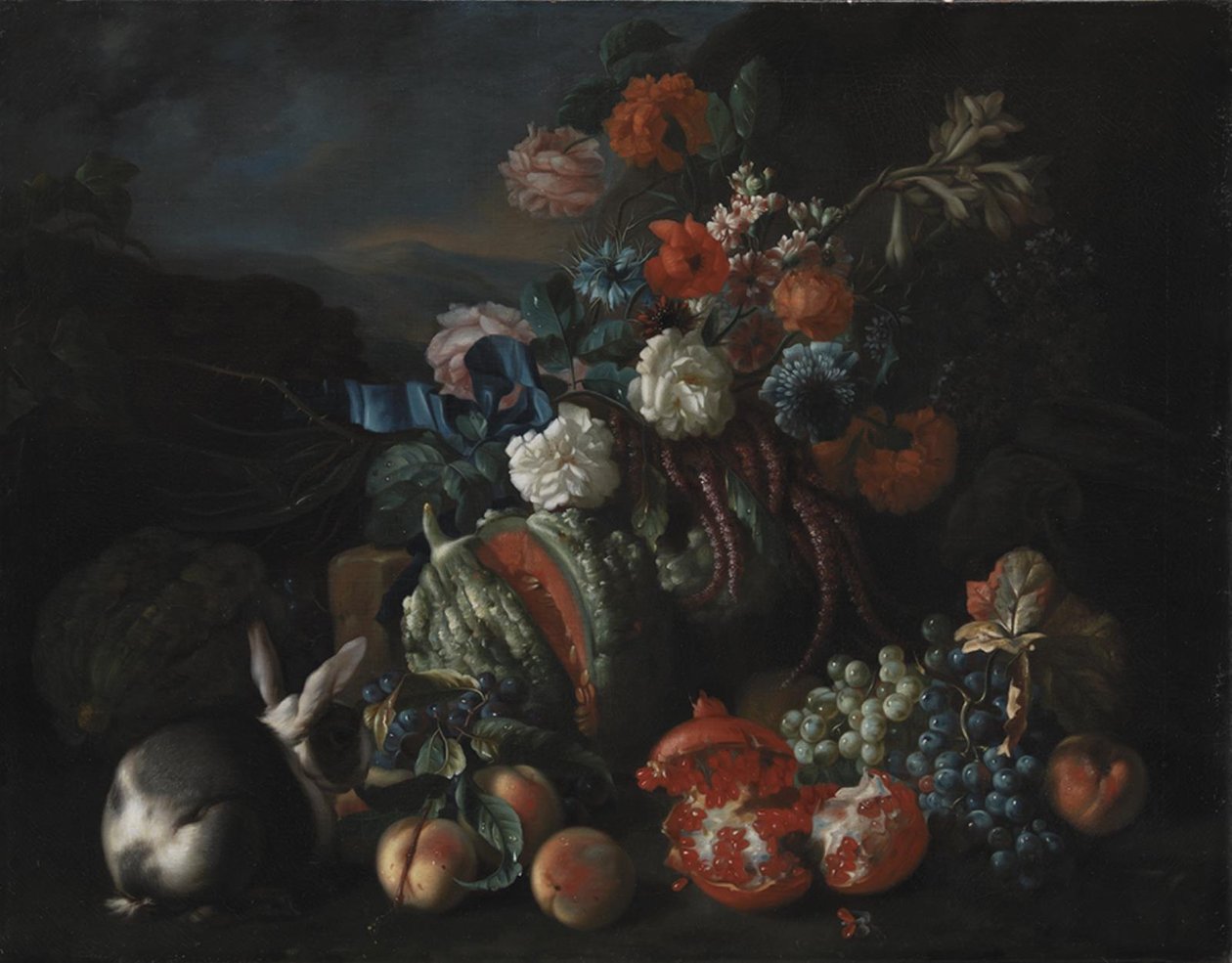 Steinbasis mit Blumen und Früchten von Franz Werner Tamm