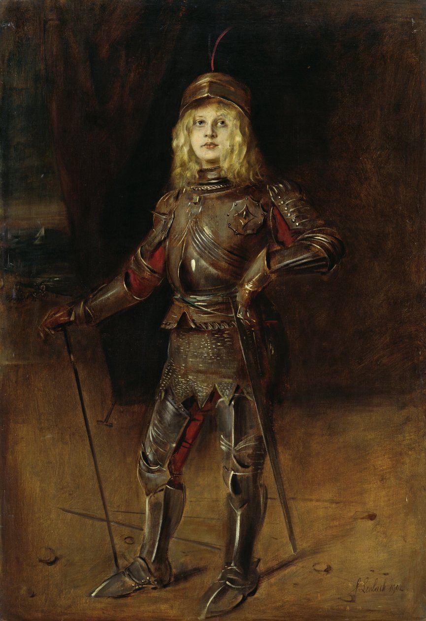Marion Lenbach in Ritterrüstung von Franz von Lenbach