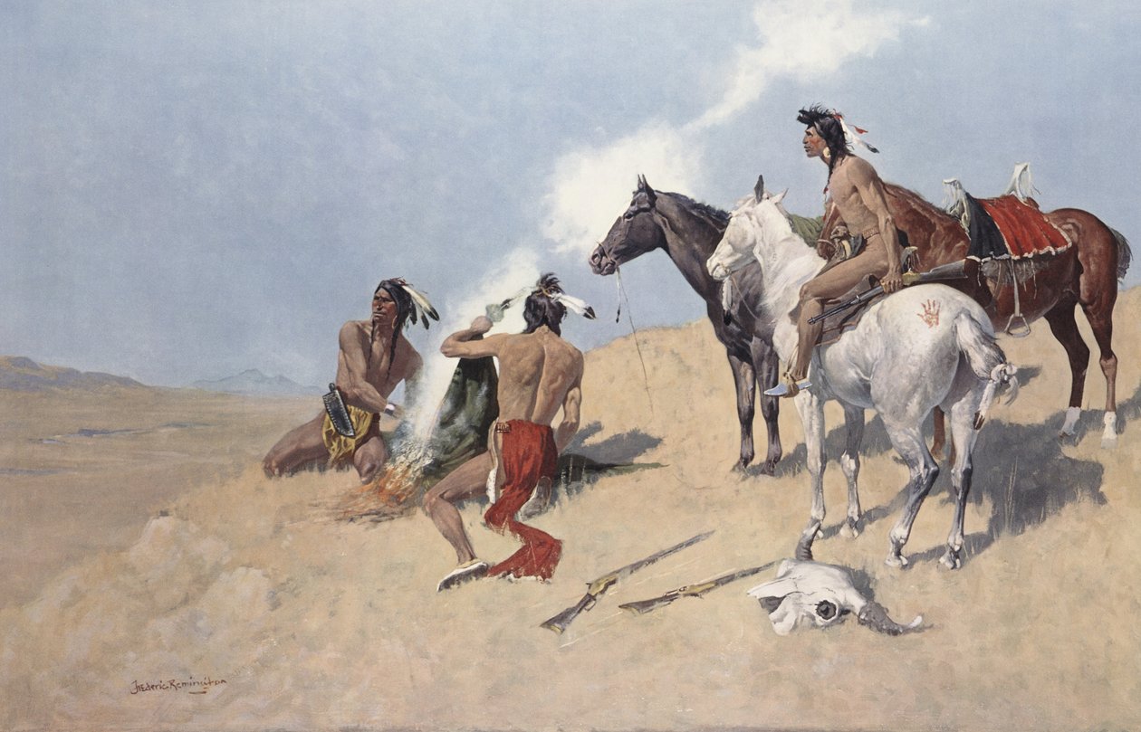 Das Rauchsignal, ca. 1920 von Frederic Remington