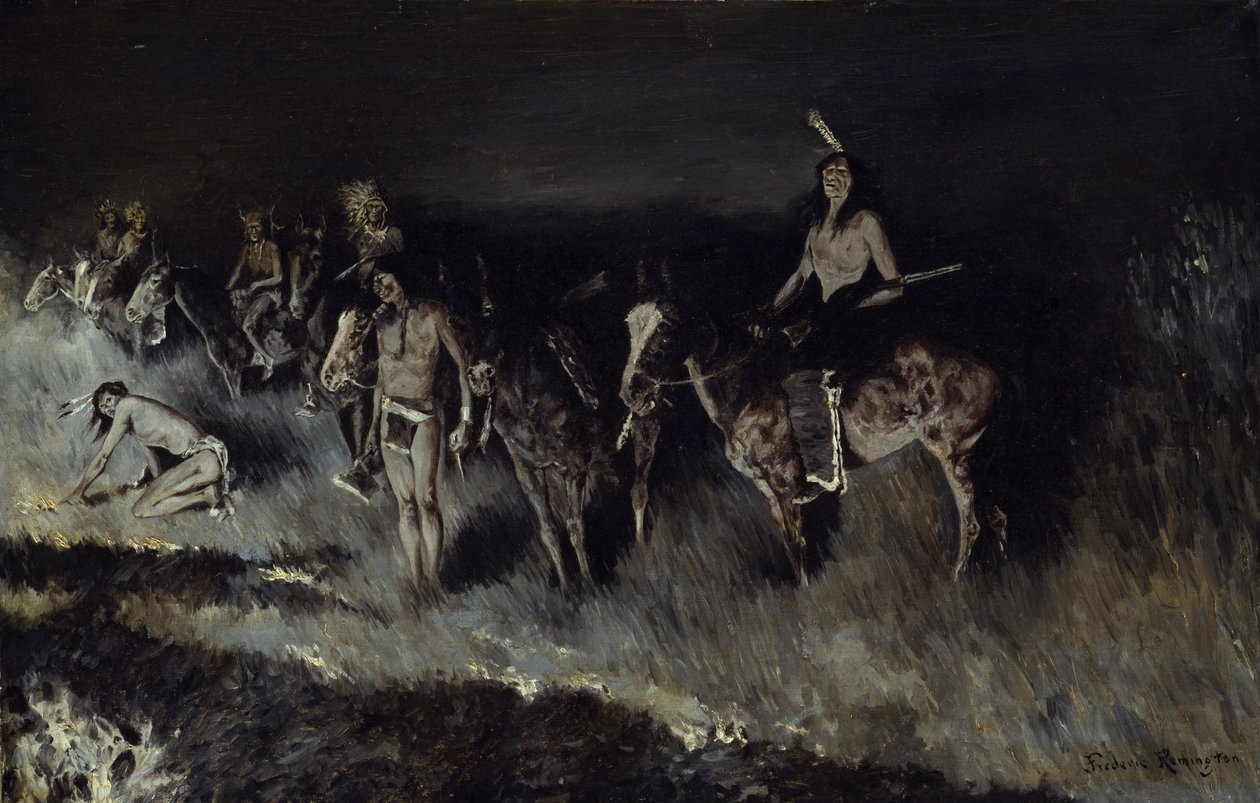 Das Grasfeuer (Gegenfeuer), 1908 von Frederic Remington