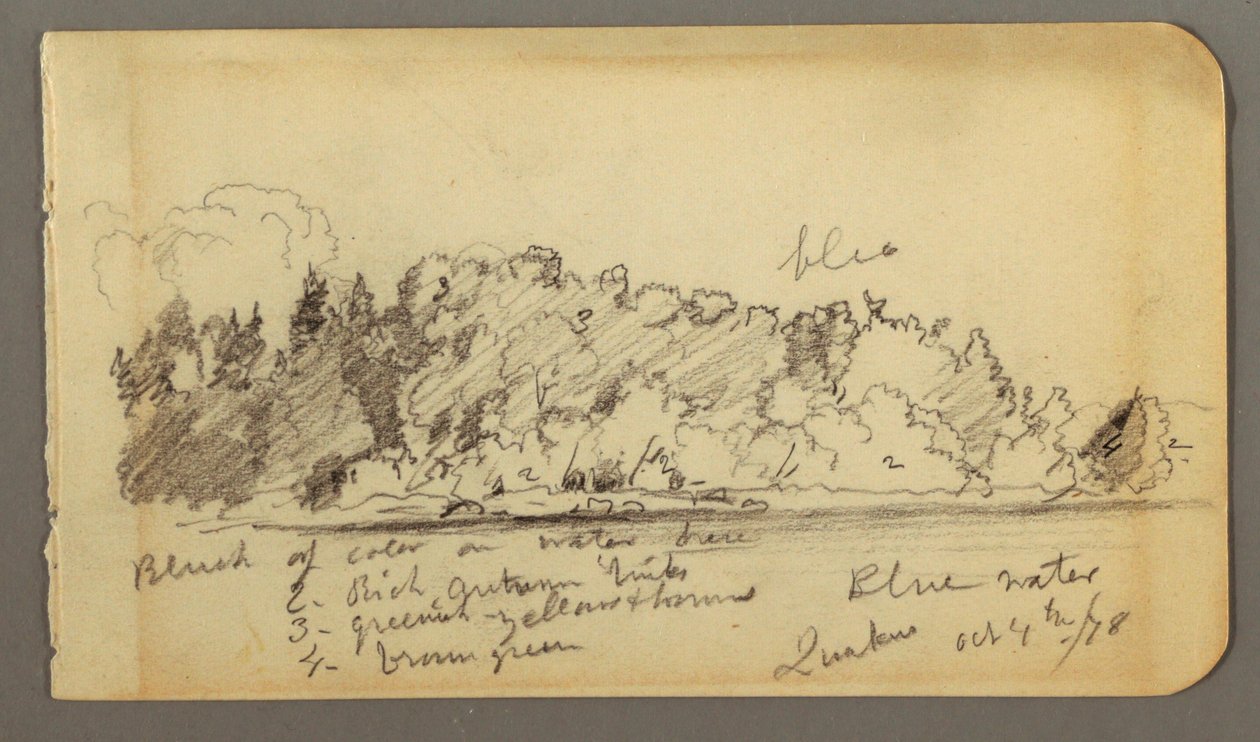 Zeichnung, Bewaldetes Ufer, Wasser, 1878 von Frederic Edwin Church