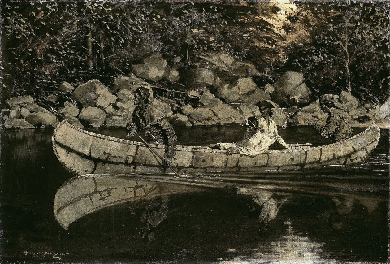 Den verwundeten britischen Offizier paddeln von Frederic Remington