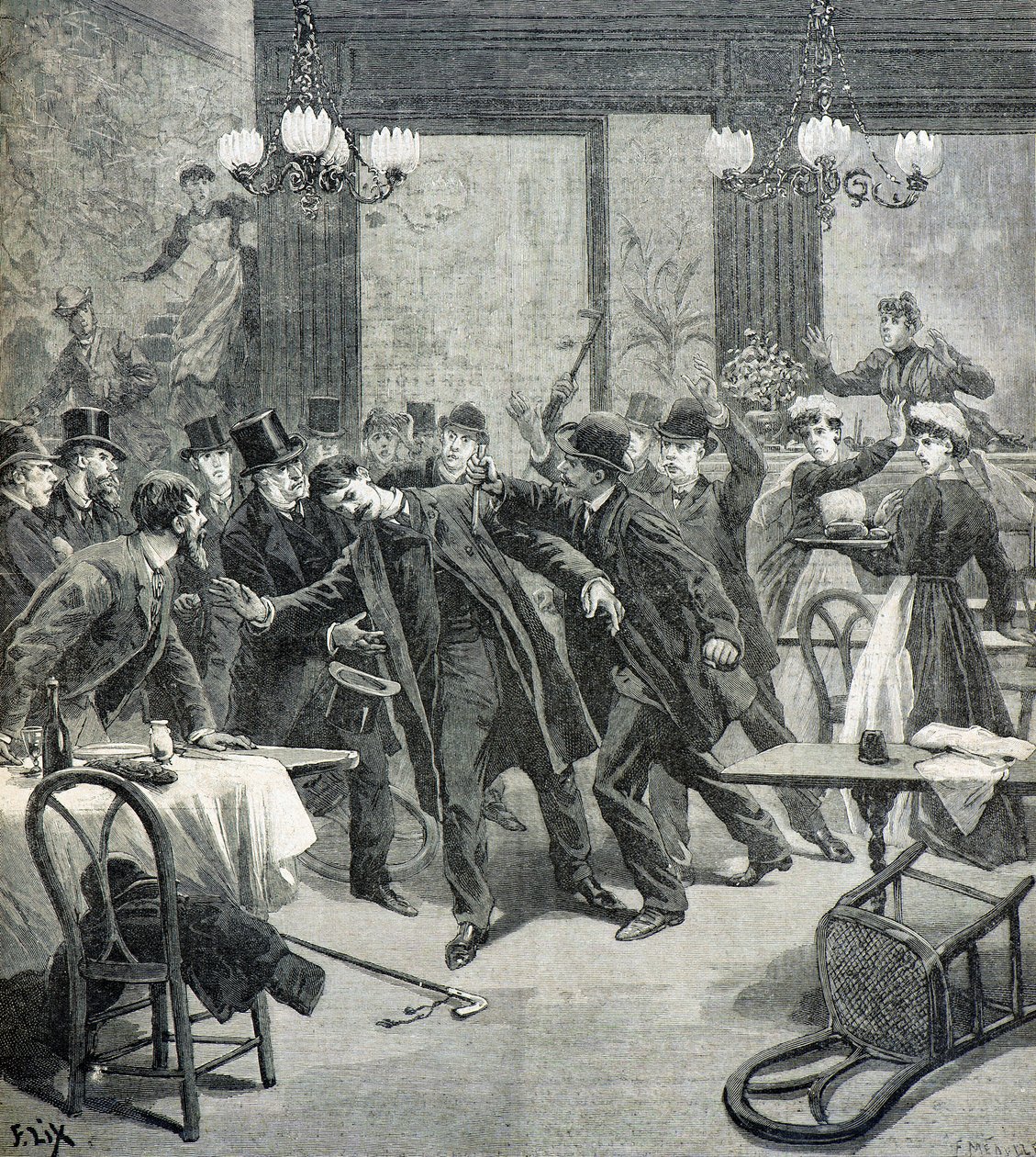 Angriff des Anarchisten Leauthier von Frederic Theodore Lix