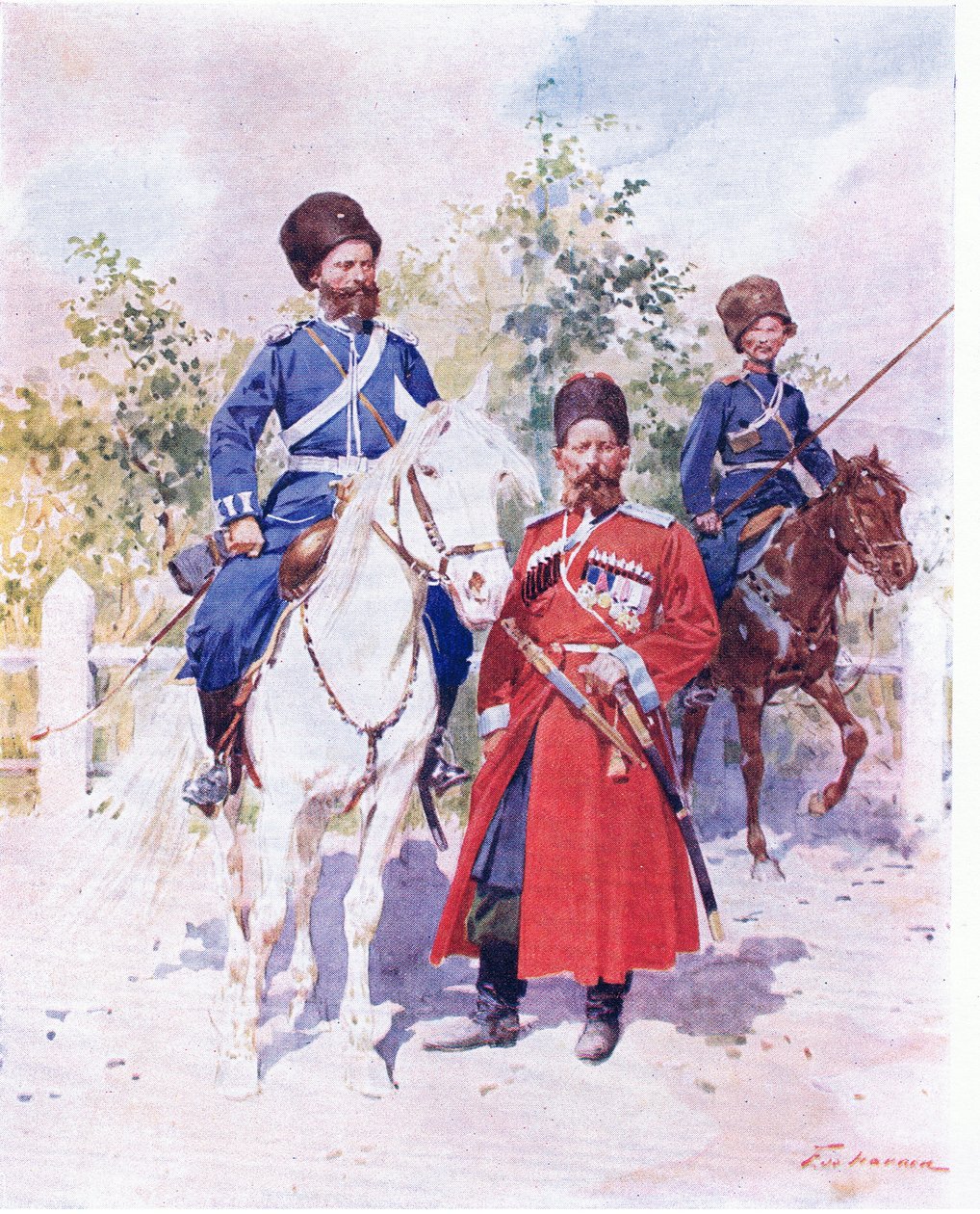 Russische Soldaten um 1900 von Frederic de Haenen