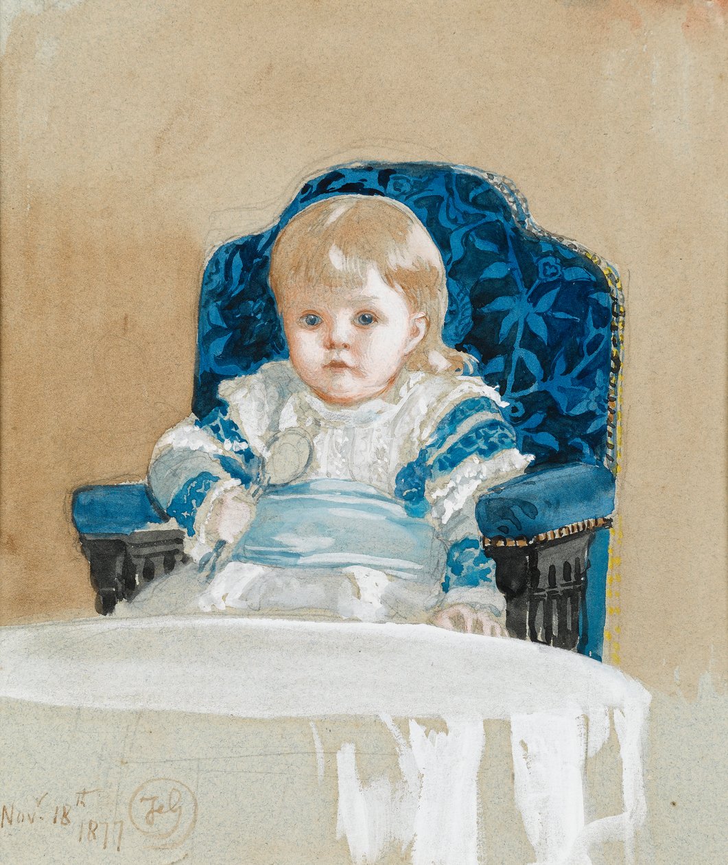 Frederica in einem Partykleid mit einem Löffel, 1877 von Frederick Goodall