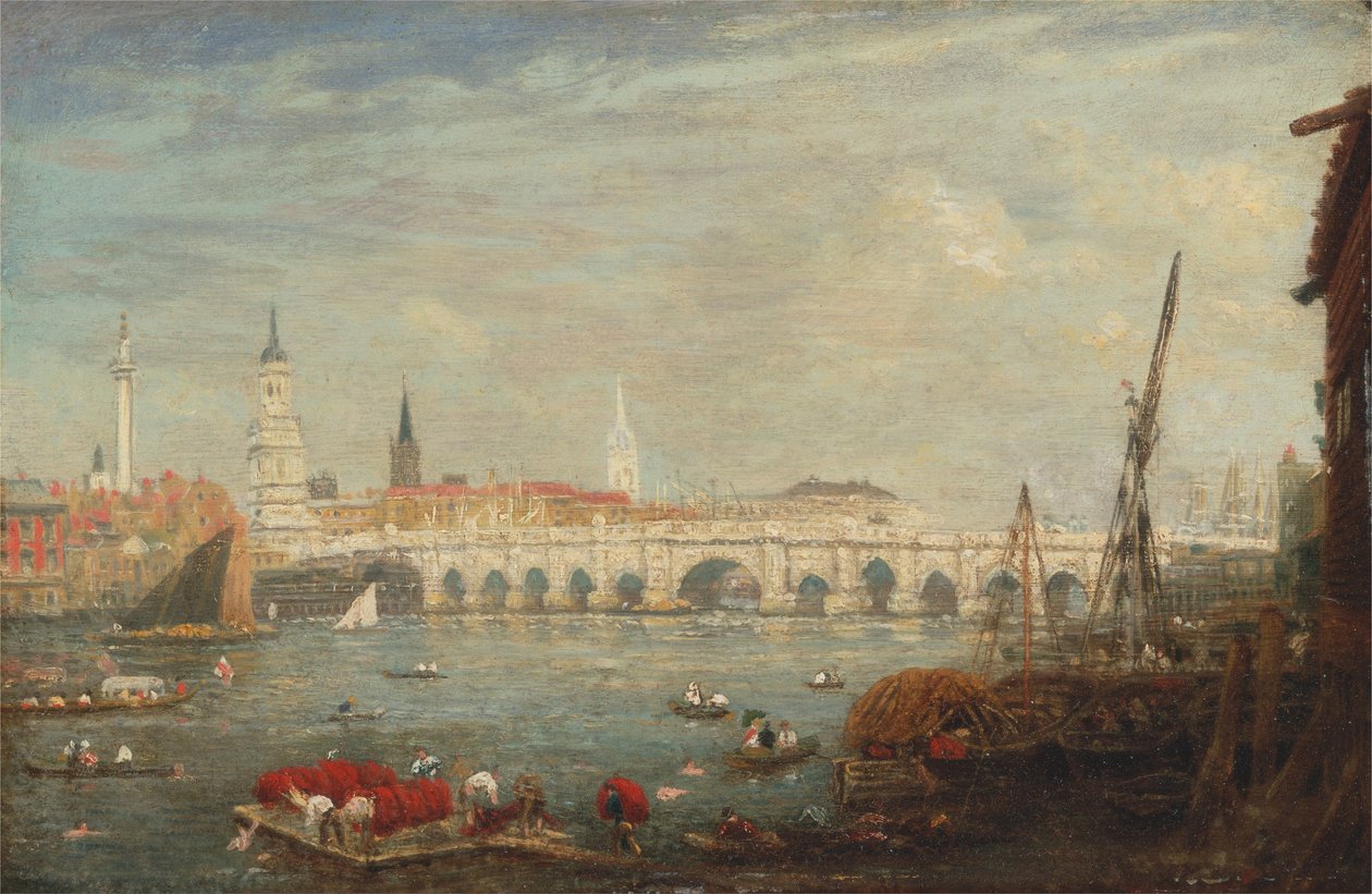 Das Monument und die London Bridge von Frederick Nash