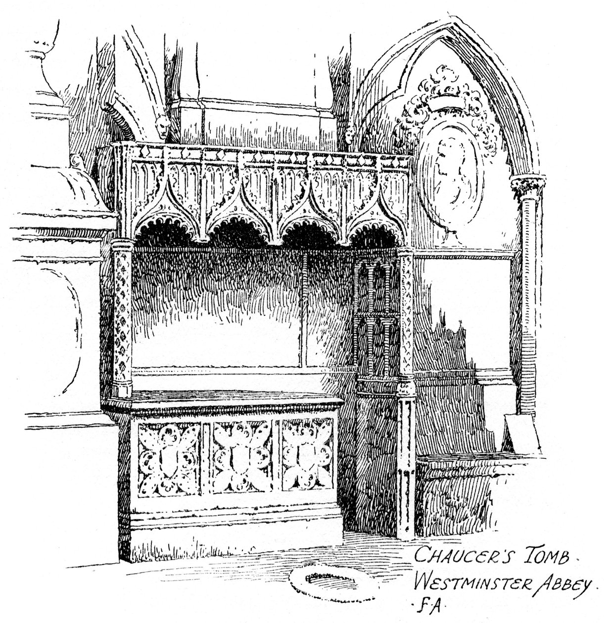 Chaucers Grab, Westminster Abbey, London, 1912 von Frederick Adcock