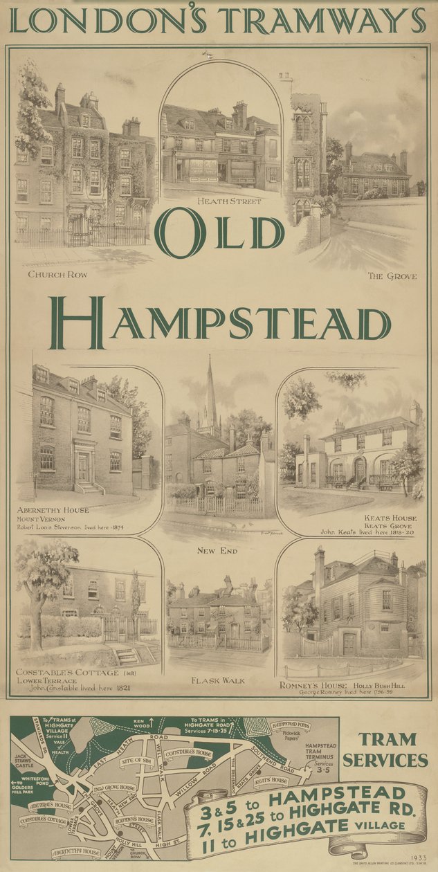Altes Hampstead, Straßenbahnlinien von Frederick Adcock