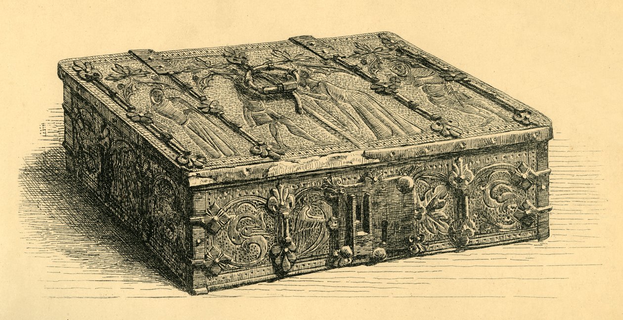 Holz- und Lederschatulle, 1350-1370, 1881 von Frederick Albert Slocombe