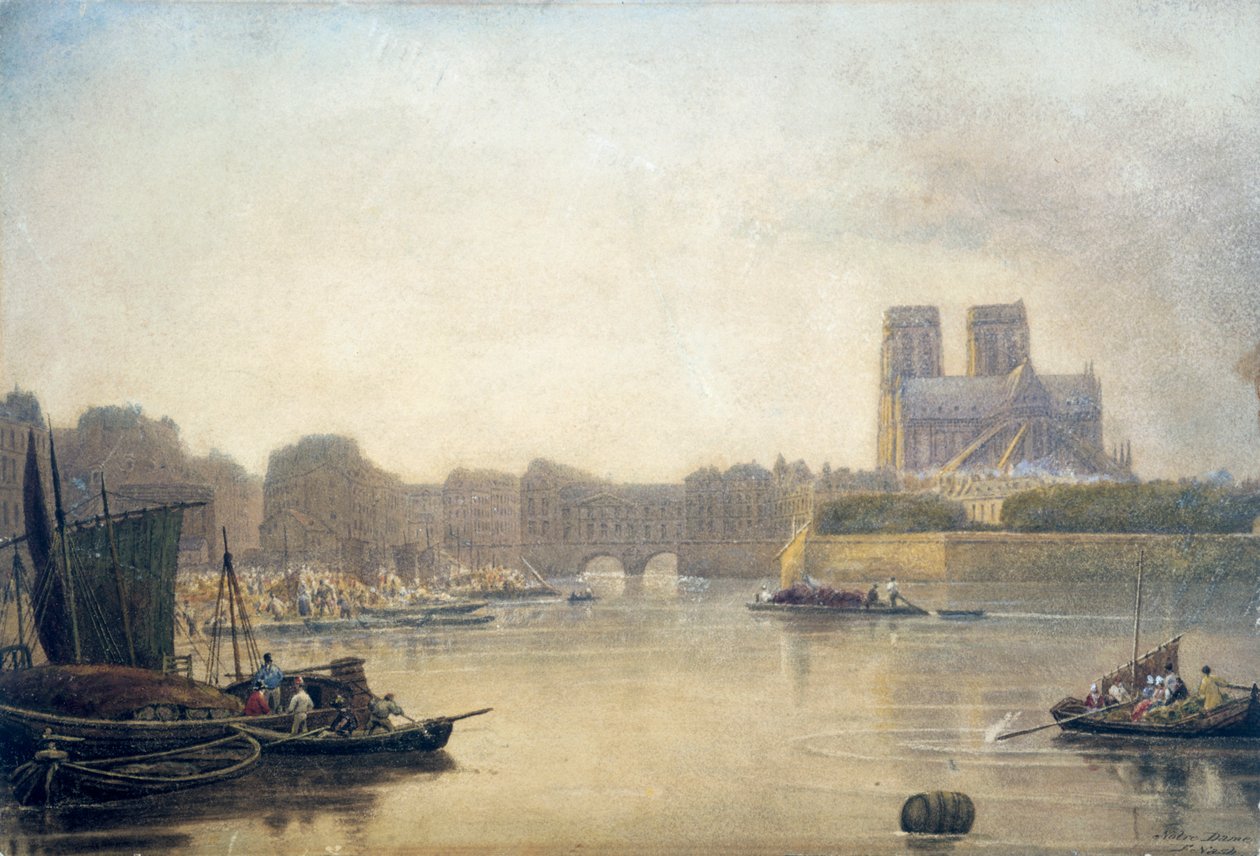 Notre Dame, Paris, 19. Jahrhundert von Frederick Nash