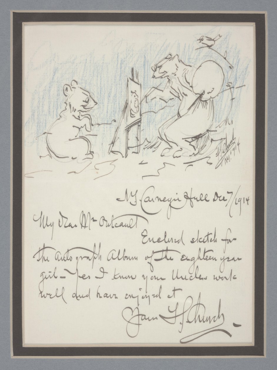 Autographenbrief mit Skizze von Frederick Stuart Church