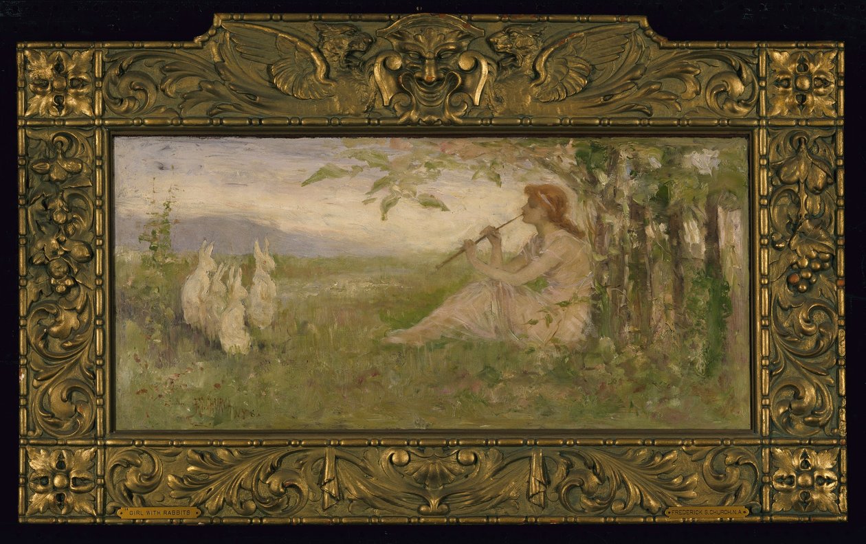 Mädchen mit Kaninchen von Frederick Stuart Church