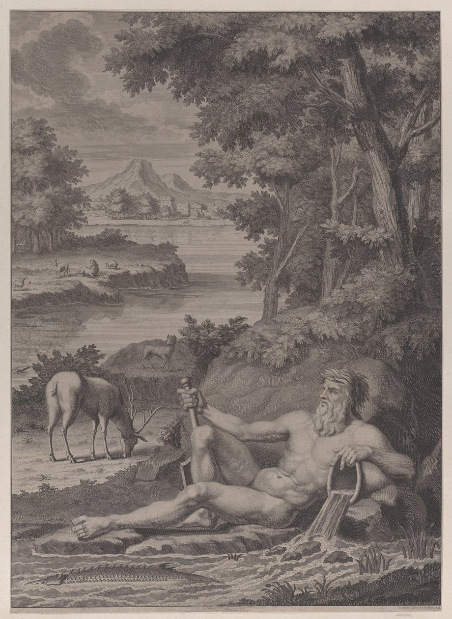 Flussgott in einer Landschaft von Frederik Ottens