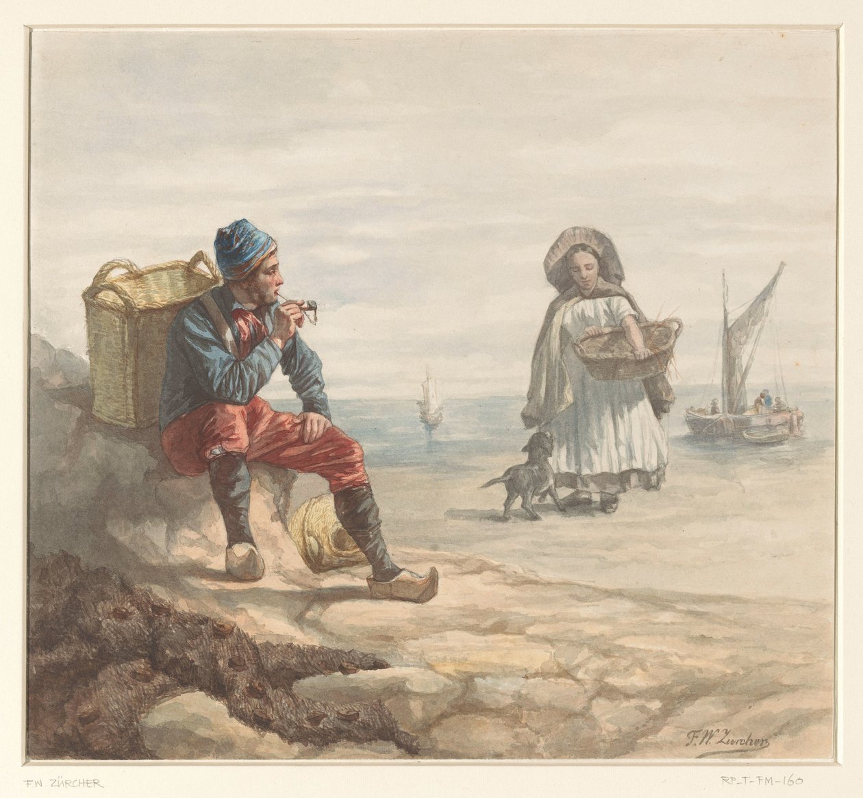 Fischer am Strand von Frederik Willem Zürcher