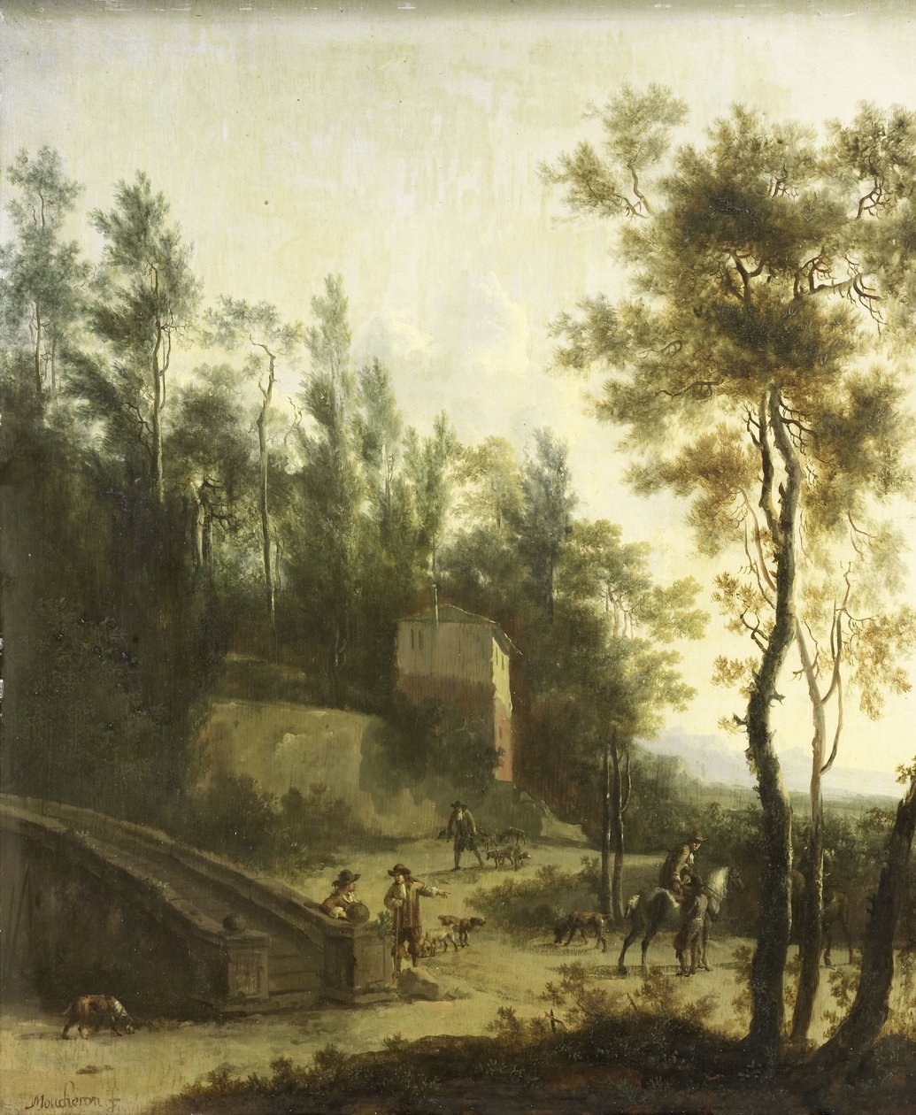 Italienische Landschaft mit Jägern von Frederik de Moucheron