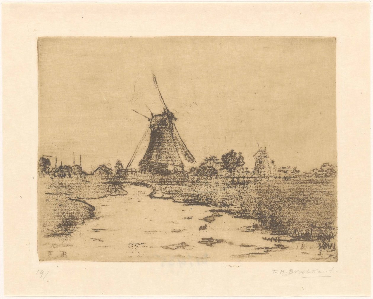 Mühle an einem Graben von Frederika Henriëtte Broeksmit (signed by artist)