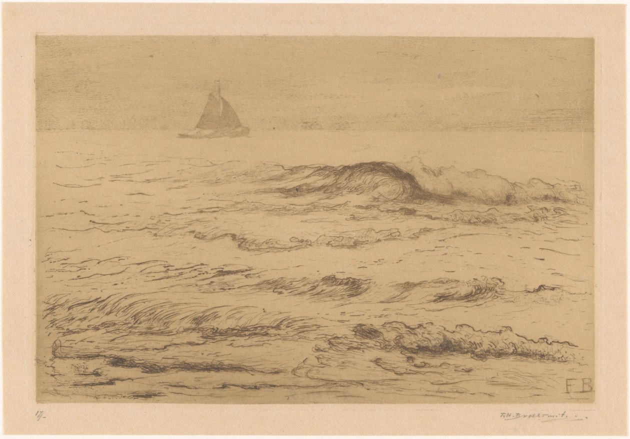 Segelschiff auf See von Frederika Henriëtte Broeksmit (signed by artist)