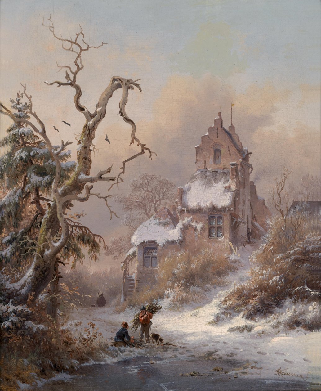 Winterlandschaft mit Reisigsammler von Fredrik Marinus Kruseman