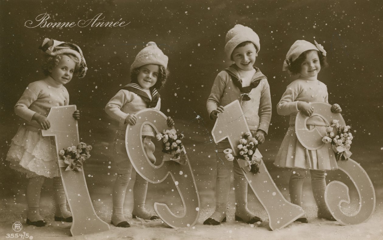 Neujahrsgruß-Postkarte, gesendet 1913 von French Photographer