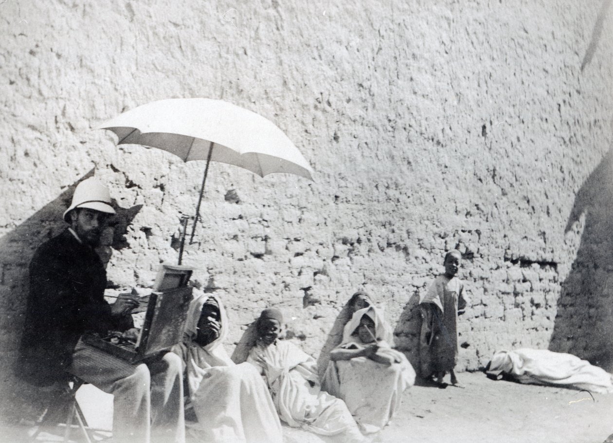 Paul Albert Laurens malt in Biskra, Algerien, 1892 von French Photographer