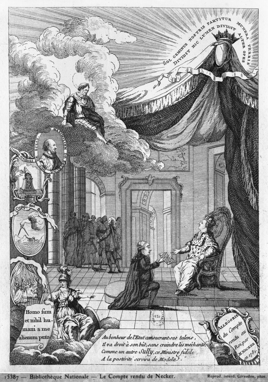 Allegorie des Berichts an Ludwig XVI. (1754-93) von Jacques Necker (1732-1804) im Jahr 1781 von French School