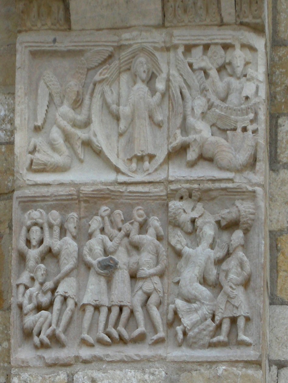 Relief mit Darstellung der Steinigung des Heiligen Stephanus von French School