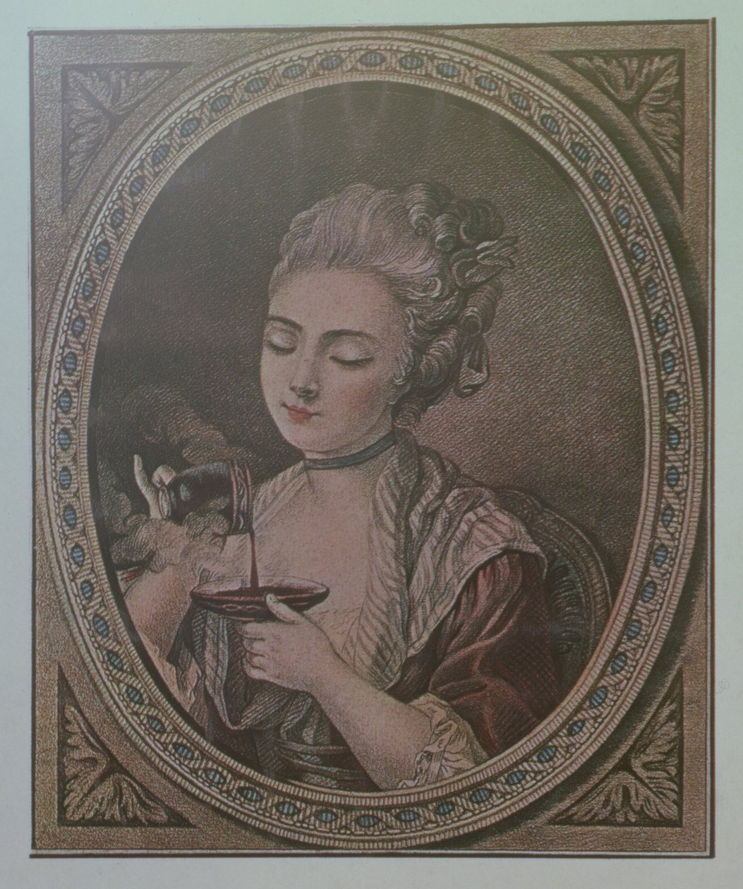 Eine Dame trinkt Schokolade von French School