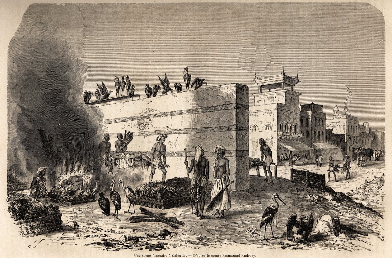 Eine Beerdigungsszene in Kalkutta von French School