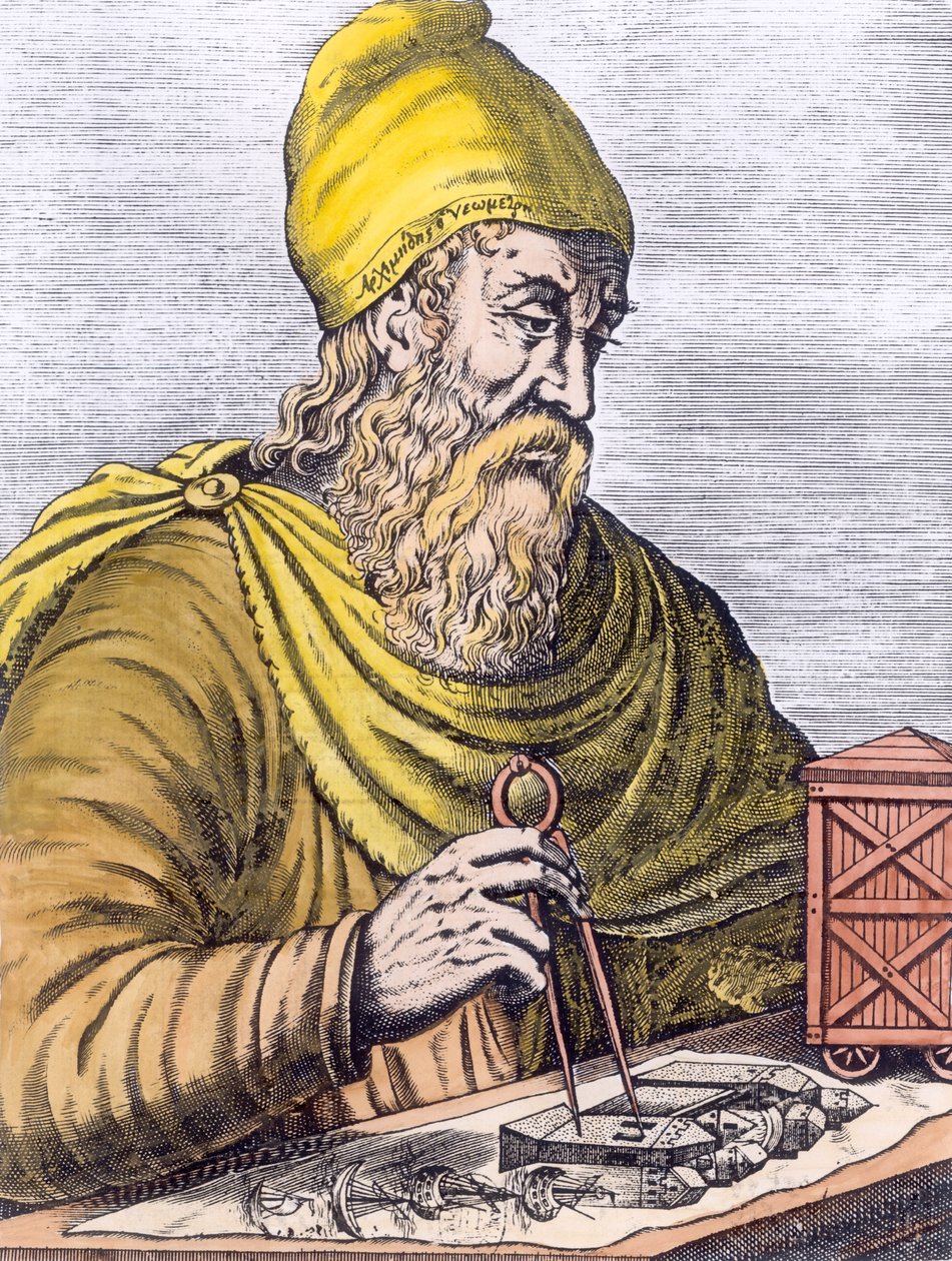 Archimedes (287-212 v. Chr.) (spätere Kolorierung) von French School
