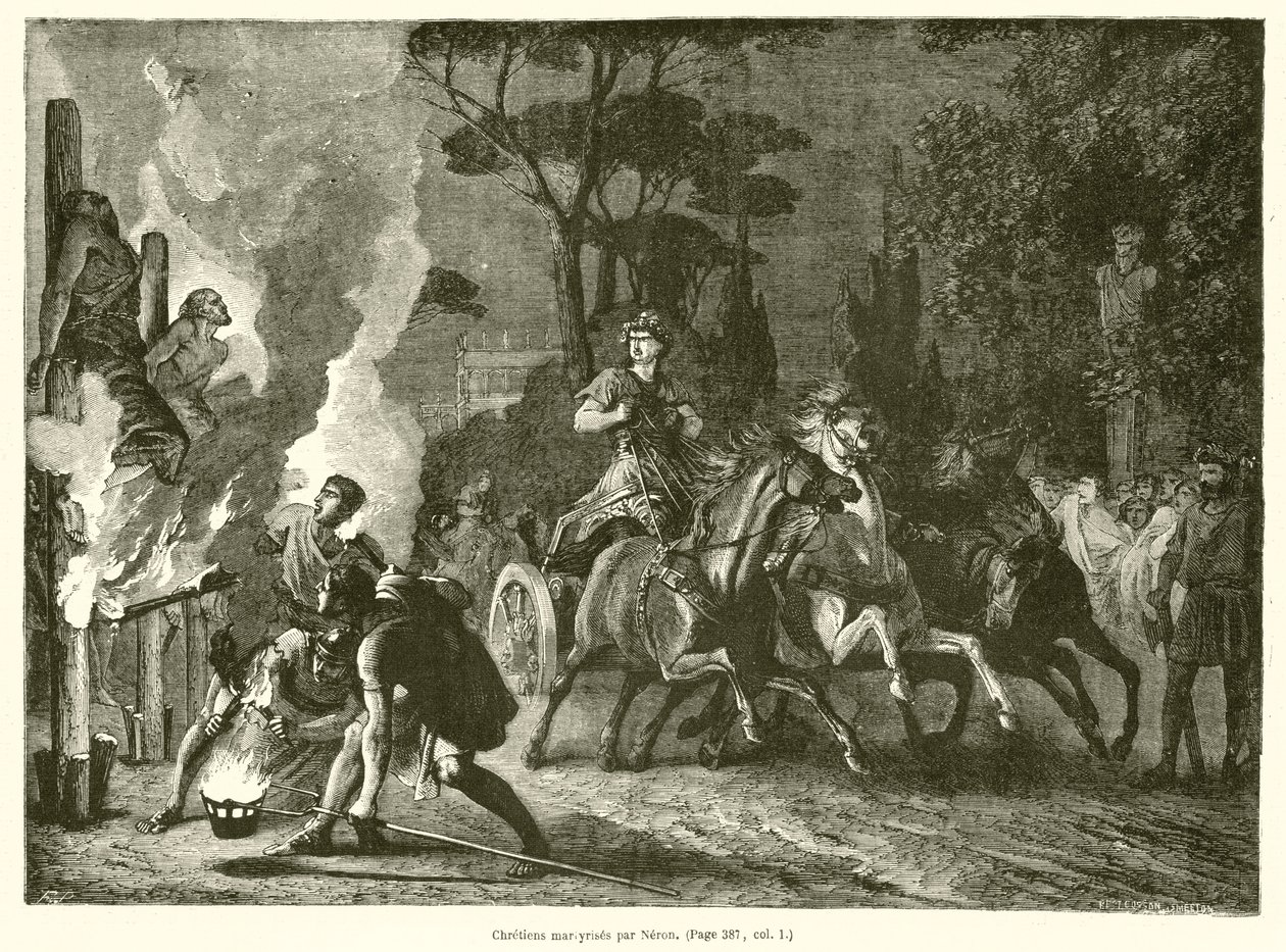 Christen, gemartert von Nero (Gravur) von French School