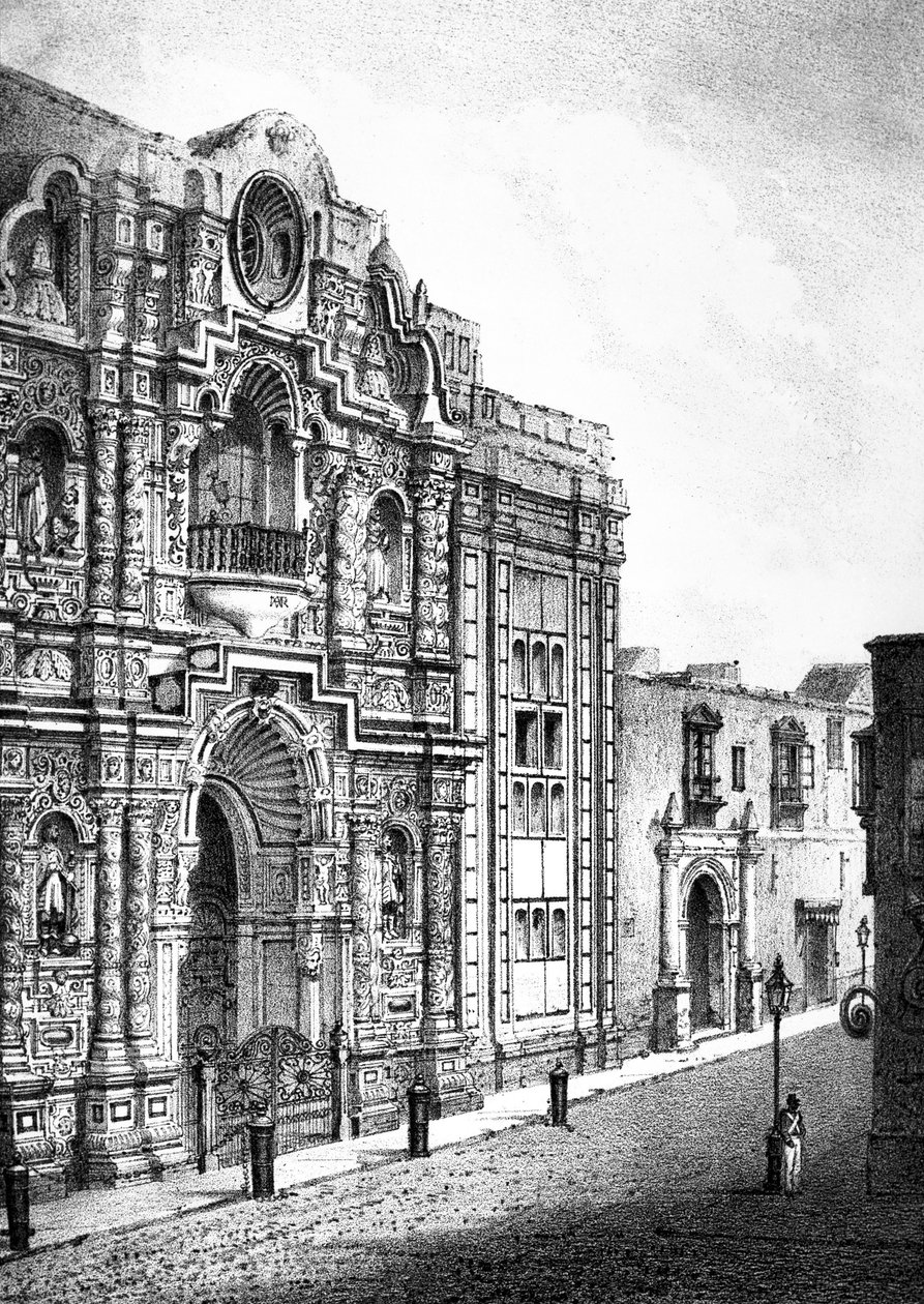 Kirche der Barmherzigkeit, Lima (Gravur) von French School