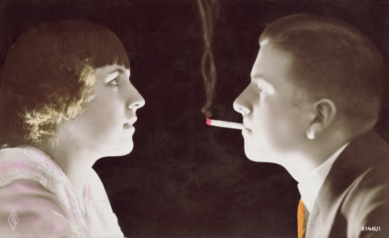 Paar mit einer Zigarette, 1917 von French School