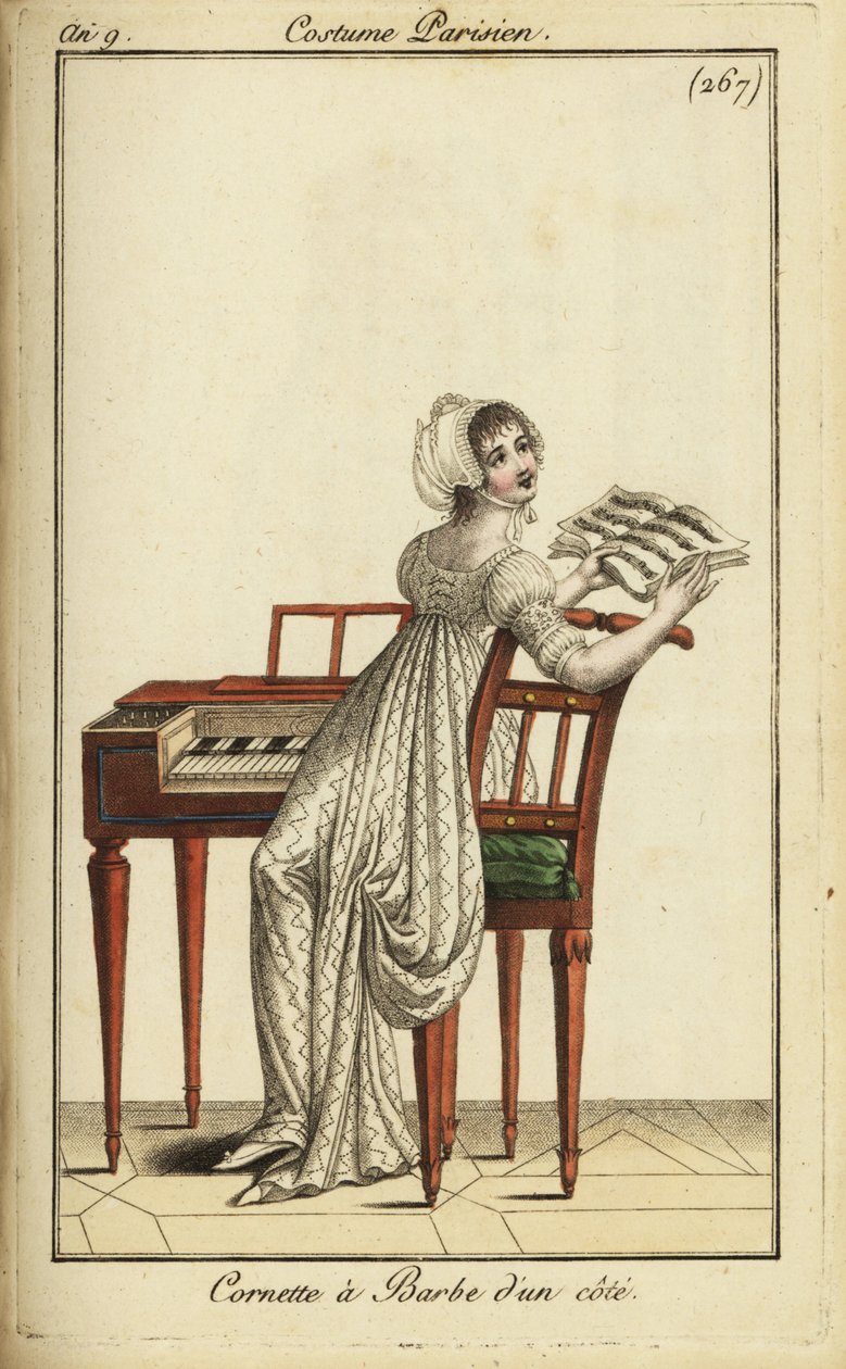Modische Frau spielt Cembalo von French School