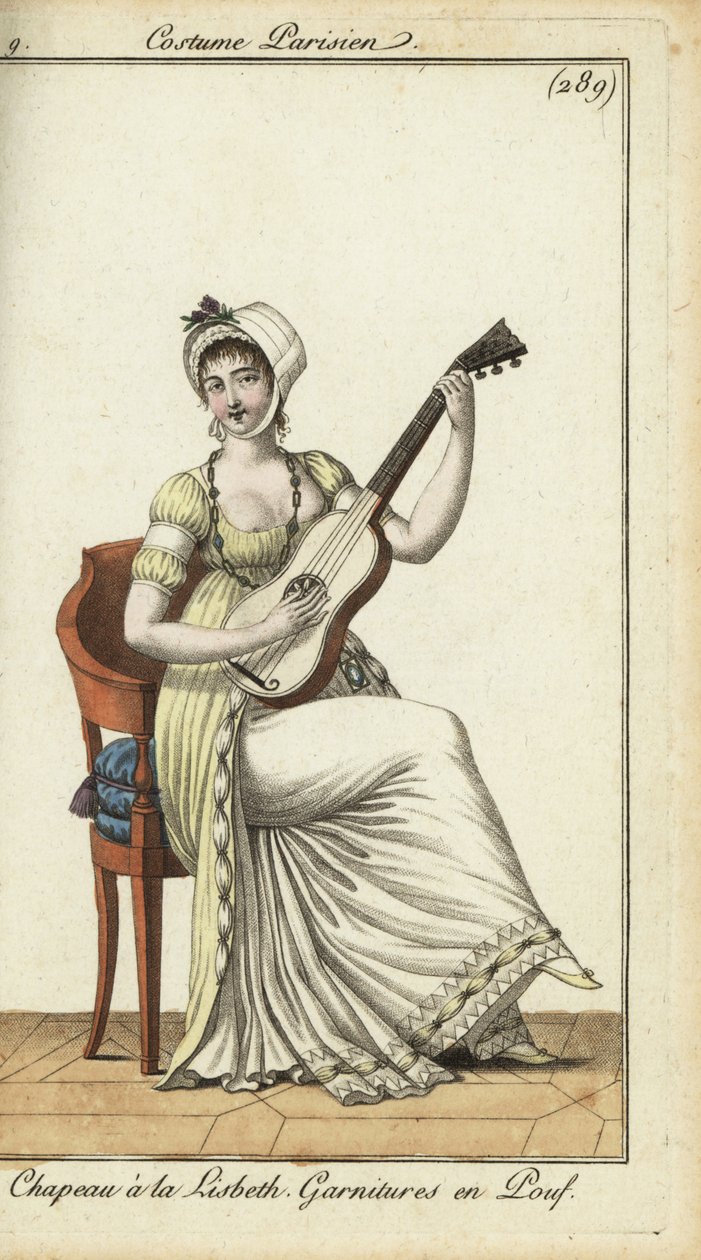 Modische Frau spielt Gitarre von French School