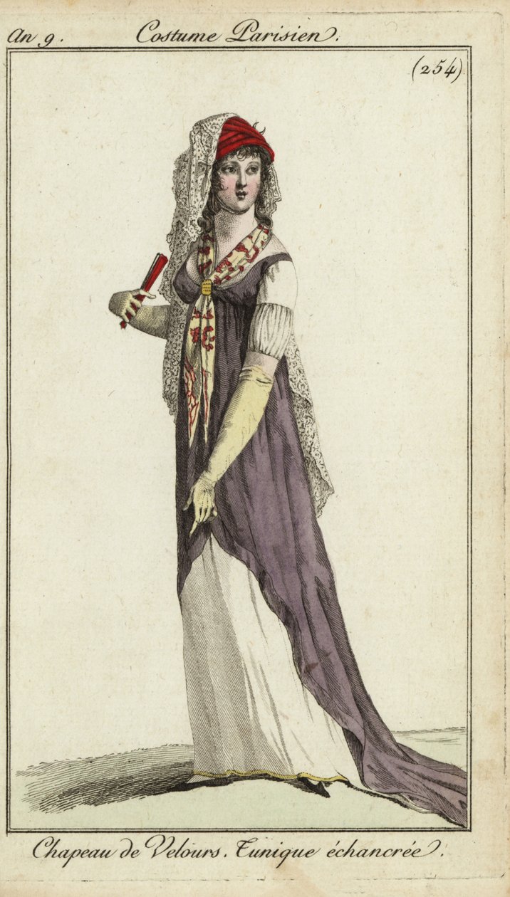 Modische Frau mit einem Fächer von French School