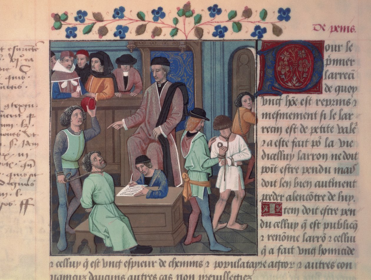 Fr 4367 f.55v Ein Richter verhört Gefangene von French School