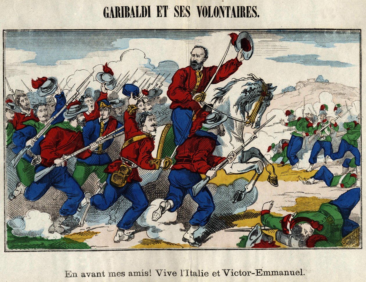 Giuseppe Garibaldi und Freiwillige von French School