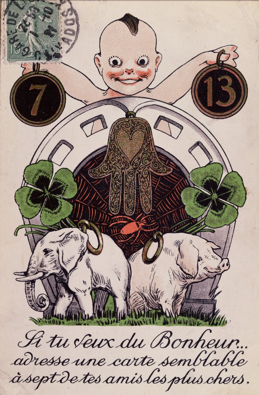 Glückwunschkarte, ca. 1920 von French School