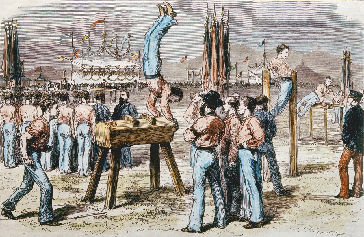 Turnwettbewerb, 1876 (Farbstich) von French School
