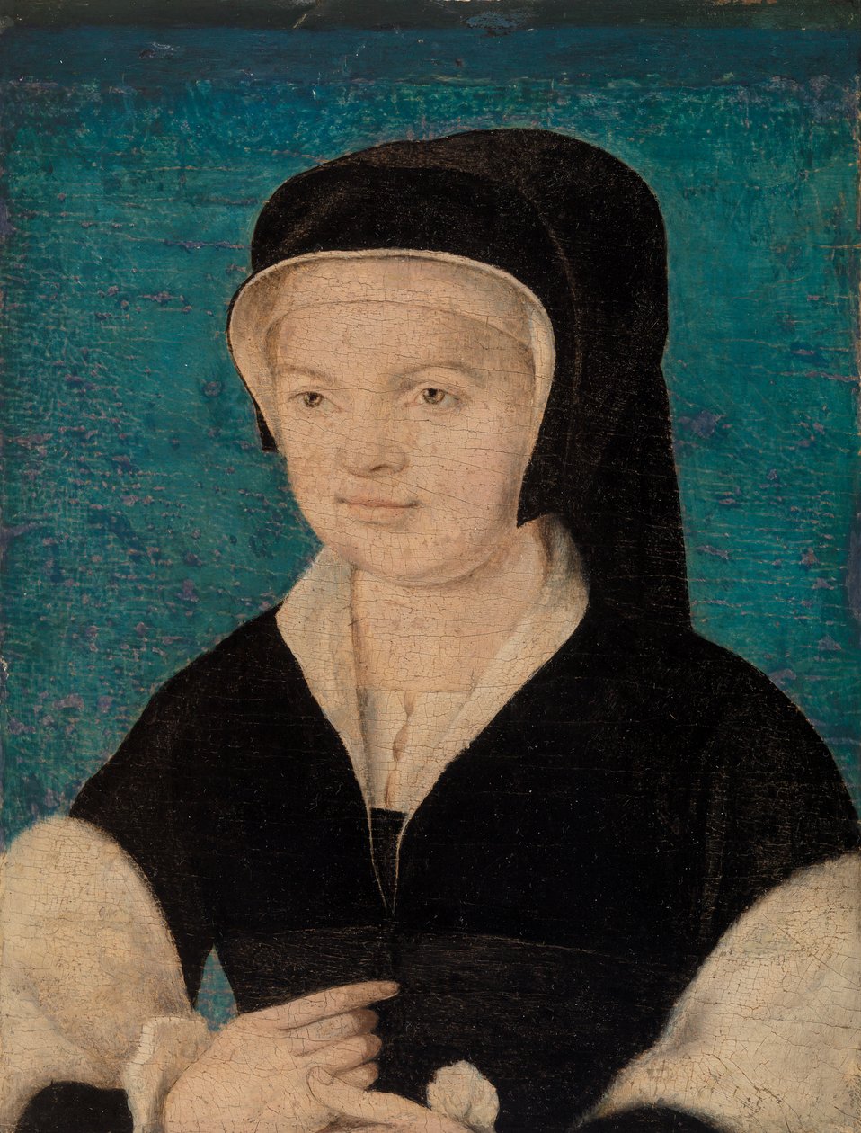 Kopf einer Frau auf blauem Grund von French School