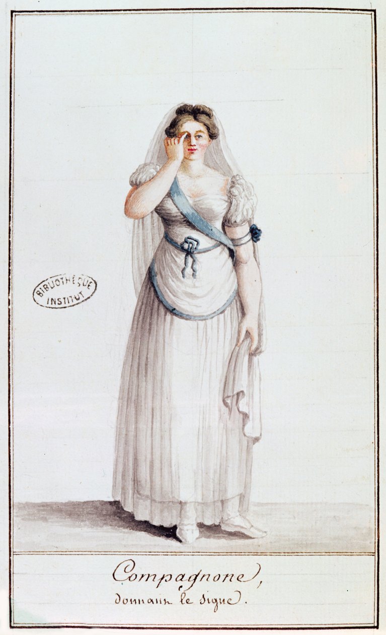 Freimaurerin gibt ein Zeichen, 1805 von French School
